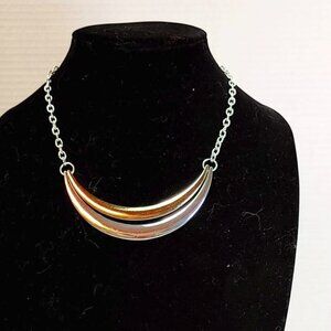 3/$30 Statement Chunky Silver & Gold Tone Necklace 18" AVON